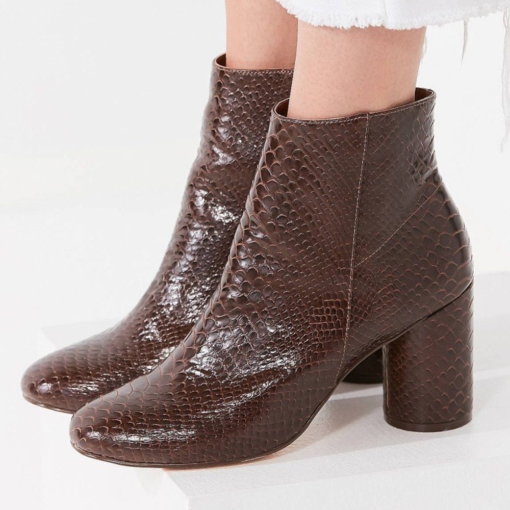 UO Sabrina Faux Snakeskin Ankle Boots